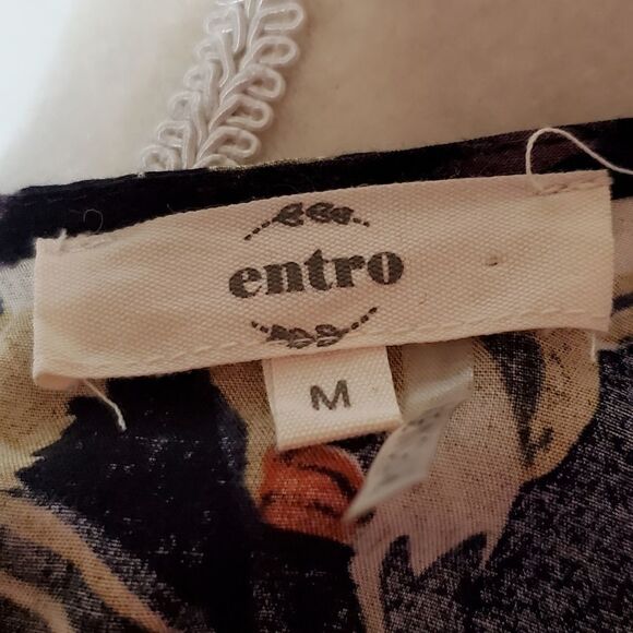 ANTHROPOLOGIE Entro Blue Purple Boho Floral Flare Sleeve Keyhole Swing Dress - Picture 11 of 13